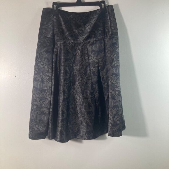 Womens The Limited Silk Floral Full Skirt Gray Black 0 NWT Lined Silk Polyester - Picture 2 of 11